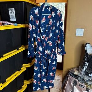Vintage Gilligan & O'Malley Teddy Bear Moon Stars Fleece Blue Robe Size XL
